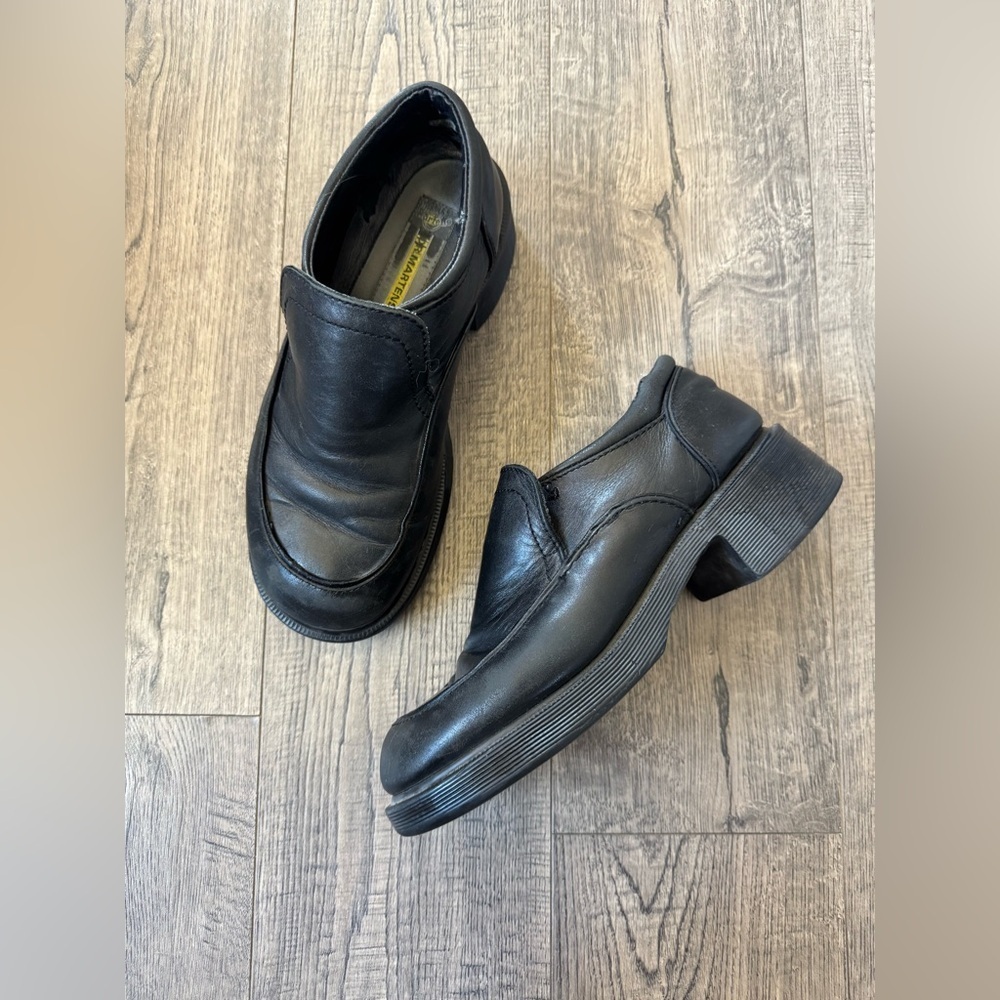 Vintage Dr. Martens Mie Mono Black Chunky Block Heel Loafers- Size 9